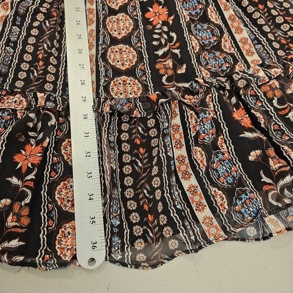 Womens NEW Tiered Skirt Boho Sheer Lined Flowy Feminine Multi Color XL Pull on - Picture 11 of 12